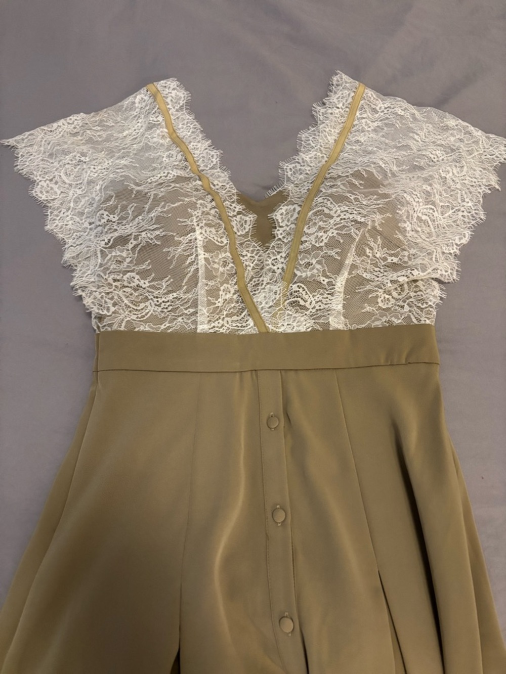 Sage Green Maxi Dress with Delicate White Lace Overlay - Picture 5 of 6